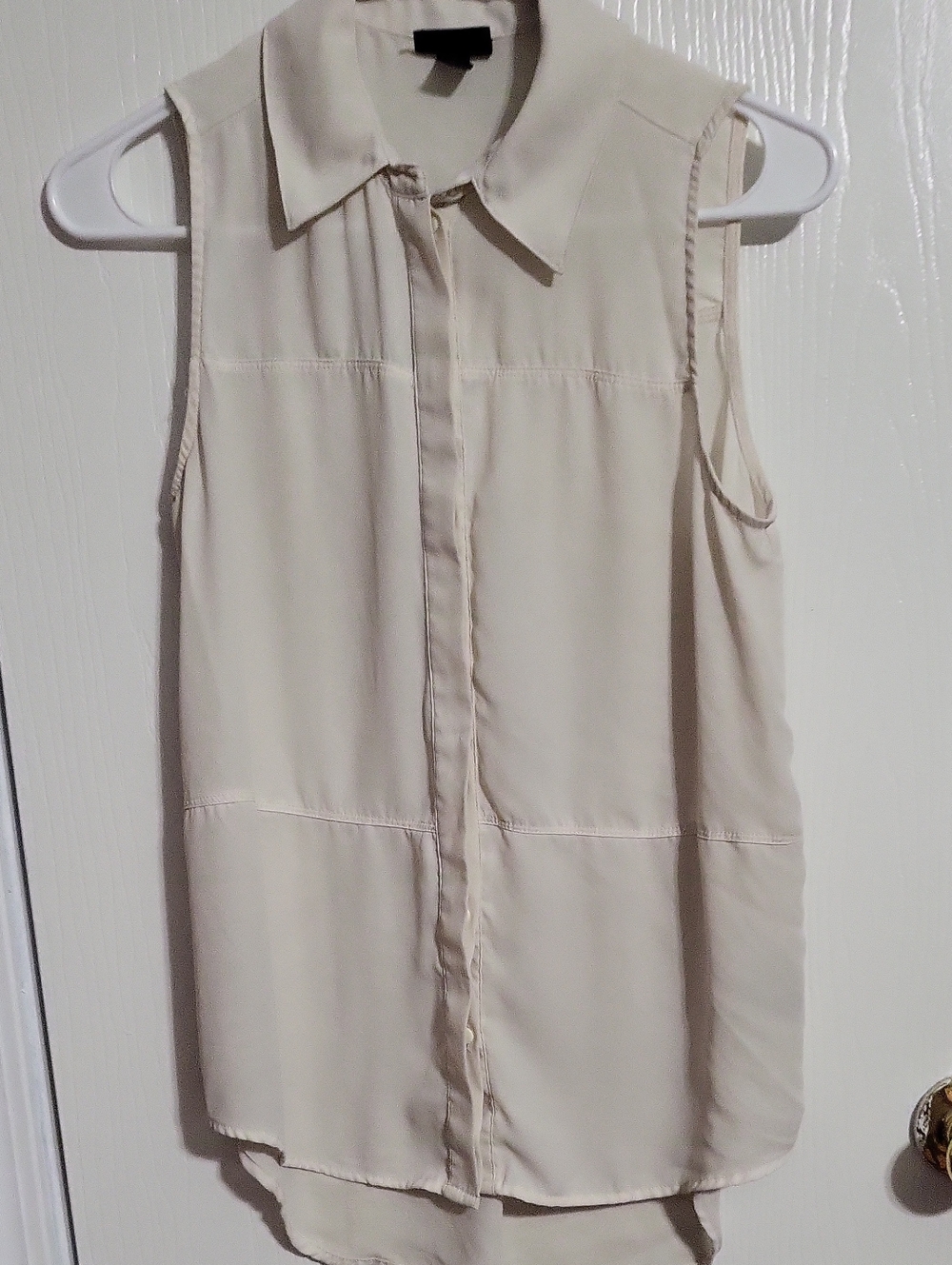 Shirt-Willi Smith Sleeveless Cream Button-Front Shift #3212